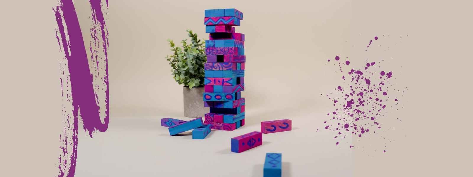 Weihnachtsgeschenke Geschenkideen Kunst malen DIY selbst machen selber machen kreativ Jenga Wackelturm pandoo Bambusspiel plastikfrei