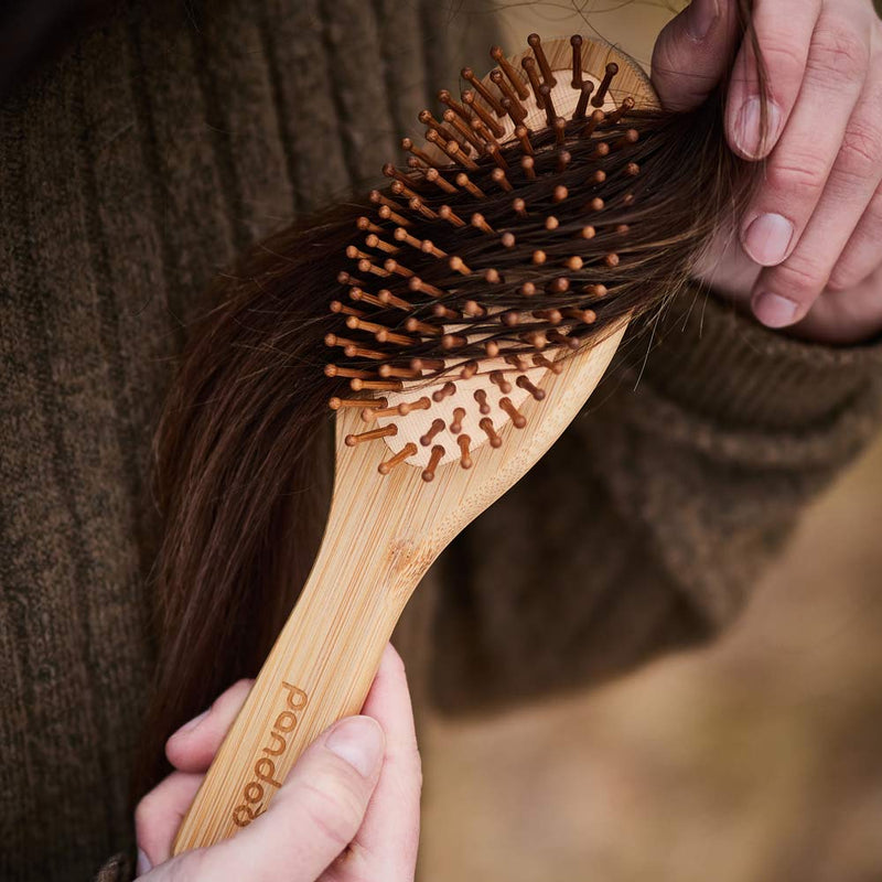 pandoo Haarbürste Bambus Haarbürste mit Naturborsten