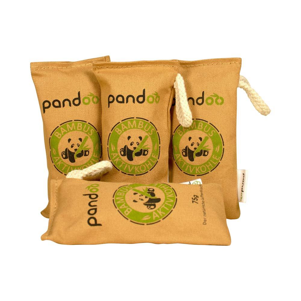 pandoo Lufterfrischer 4 x 75g Natürliche Lufterfrischer mit Bambus Aktivkohle | 75g, 200g oder 500g