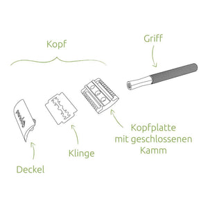 pandoo Rasierhobel Rasierhobel aus Bambus | inkl. 10 Klingen und E-Book | dünner oder breiter Griff