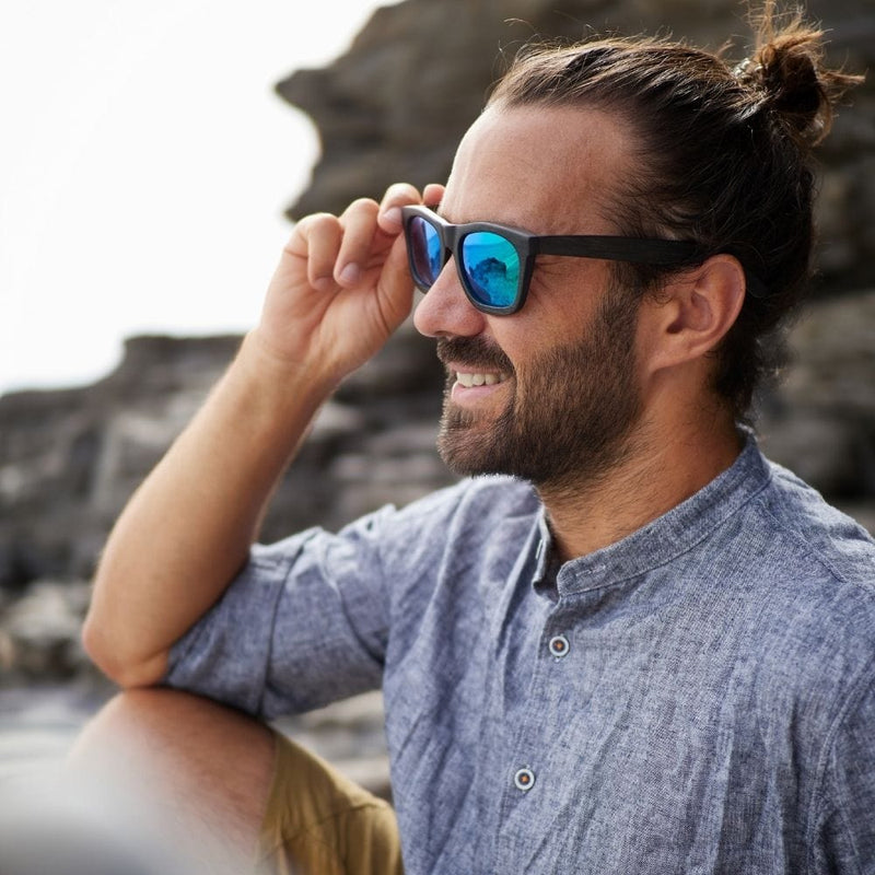 pandoo Sonnenbrille Bambus Sonnenbrille Unisex | polarisiert | UV400 | Blau | Türkis | Orange