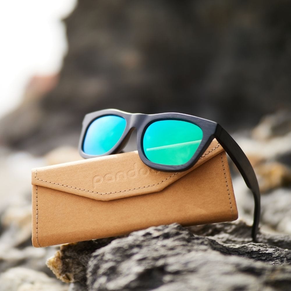 pandoo Sonnenbrille Bambus Sonnenbrille Unisex | polarisiert | UV400 | Blau | Türkis | Orange
