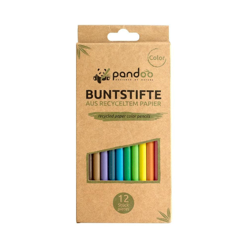 pandoo Stifte 12 Buntstifte aus recyceltem Zeitungspapier