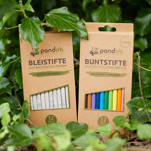 pandoo Stifte 12 Buntstifte aus recyceltem Zeitungspapier