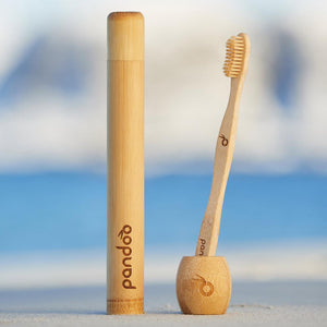 pandoo Zahnbürste Halter Zahnbürsten Halter aus Bambus