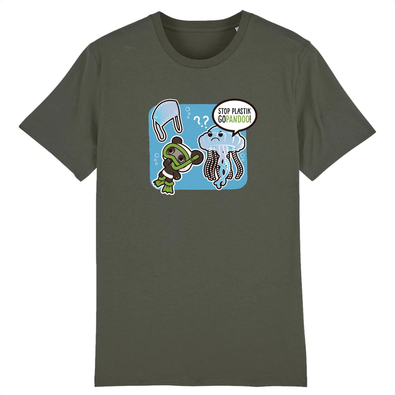 T-Pop Stanley/Stella Rocker - DTG XS / Khaki T-Shirt Stop Plastik aus Bio-Baumwolle | Unisex | Qualle