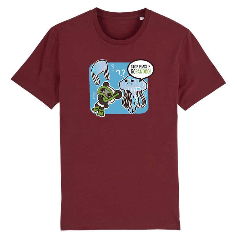T-Pop Stanley/Stella Rocker - DTG XS / Maroon T-Shirt Stop Plastik aus Bio-Baumwolle | Unisex | Qualle